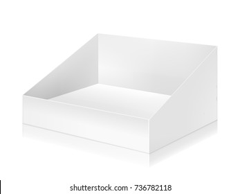 Paper White Display Box Mock-up Template. Good For Packaging Design. Vector Illustration.