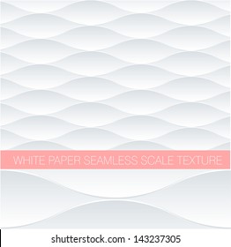 Paper white fish scale seamless pattern. Minimalist vector background.