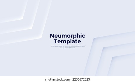 Paper white geometric background or abstract backdrop with decorative corners. Modern neumorphic design template with place for text. Simple clean vector illustration for business website banner.