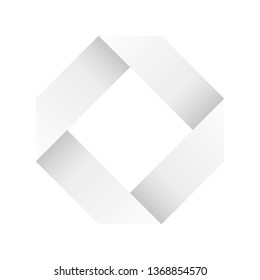 Paper white infinite ribbon loop folded in a shape of rhombus. 3D-like vector symbol. Modern icon design.
