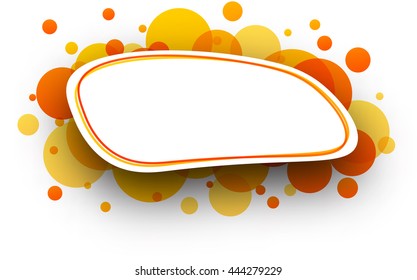 Paper white oval background with orange bubbles. Vector illustration.