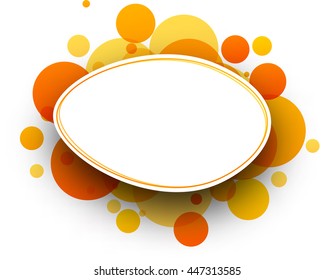 Fondo ovalado de papel blanco con burbujas de color naranja. Ilustración vectorial.