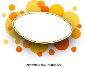 Paper white oval background with orange bubbles. Vector illustration.
