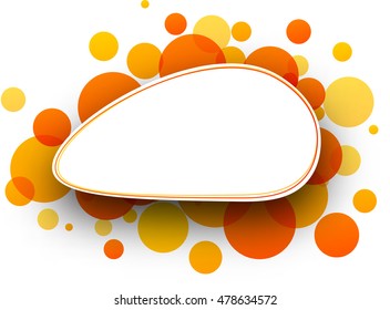 Weißer, ovaler Hintergrund aus Papier mit orangefarbenen Blasen. Vektorgrafik.
