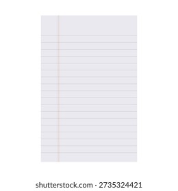 Paper of a white pad sheet. Office or school notebook. Vector