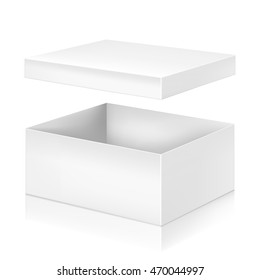 Paper White Shoe Box Mock-up Template. Good For Packaging Design. Vector Illustration.