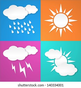 Paper white weather icon on colorful background. Isolated from background. Layered.