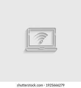 paper wi-fi icon with laptop.  internet icon vector