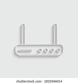 vector de icono del router wifi de papel. símbolo de Internet