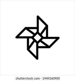 Paper Windmill icon glyph style vector design element, The pinwheel icon. Vector line icon paper windmill