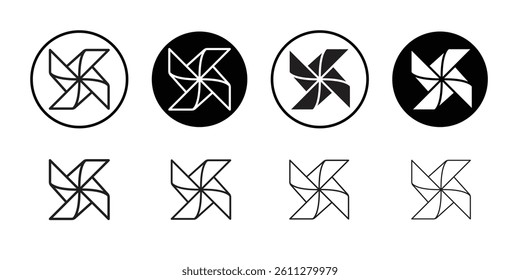 paper Windmill icon Thin line art collection