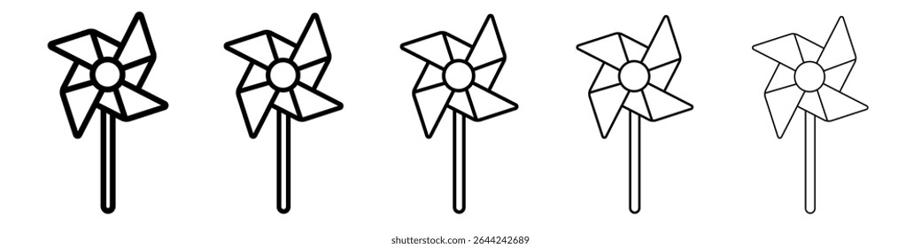 paper Windmill icon thin outline logo mark set