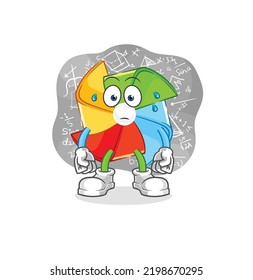 el molino de viento de papel con mascota de jetpack. vector de dibujos animados