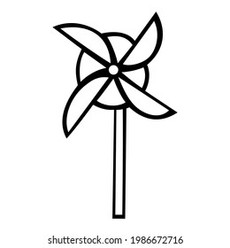 Paper windmill for kids hand drawn sketch.