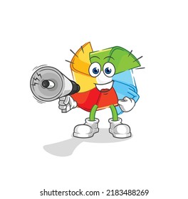 the paper windmill knights attack with sword. cartoon mascot vector