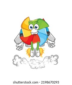 the paper windmill korean character. cartoon mascot vector