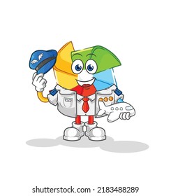 the paper windmill looking into mirror cartoon. cartoon mascot vector