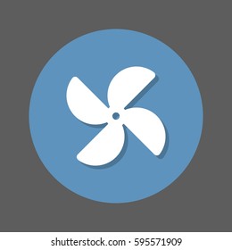 Paper windmill, pinwheel flat icon. Round colorful button, circular vector sign with shadow effect. Flat style design
