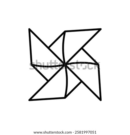 Paper Windmill Pinwheel icon Flat vector set outline