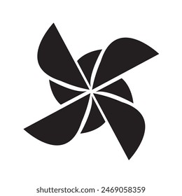 Icono de molino de viento de papel Pinwheel. Ilustración de estilo de moda plana de Vector negro para Web y App sobre fondo blanco... eps