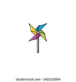 Paper Windmill Pinwheel vector icon, isolated on white background