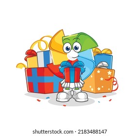 the paper windmill swimmer with buoy mascot. cartoon vector
