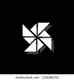 Paper Windmill. White flat simple icon with shadow