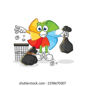 the paper windmill write with pencil. cartoon mascot vector