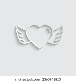 paper wings icon vector. wings with heart icon