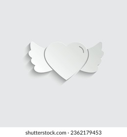 paper wings icon vector. wings with heart icon