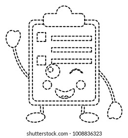paper wink clipboard kawaii character cartoon