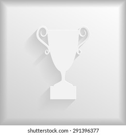 Paper winner cup silhouette, vector illustration