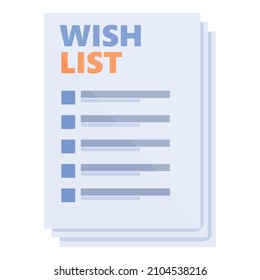 Paper wishlist icon cartoon vector. Store list. Buy order