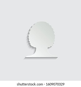 paper woman icon. female profile.  woman avatar. black vector symbol 