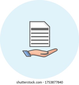 Paper work get in routine. Trendy insurance icon on blue background for web and mobile graphic.