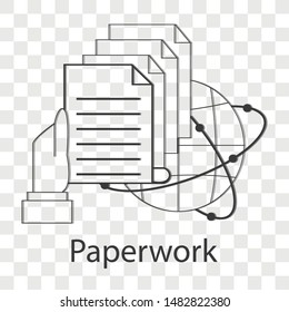 Paper work icon on transparency background. Line vector illustration.
