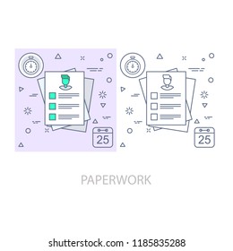 paper work Modern flat color line vector icon