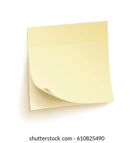 Paper Work Notes Isolated Vector. Sticky Note Illustration On White Background.