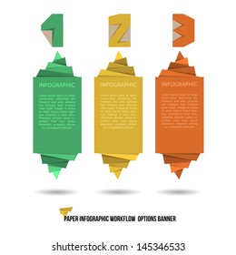 Paper Workflow Option Banner - Vector Illustration - Infographic Element - Flat Design