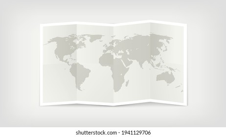 Paper world map. Folded map vector illustration