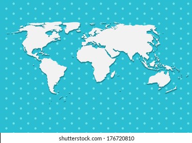 Paper World Map on Blue Background Vector Illustration