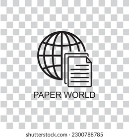 paper world vector icon isolated on transparent background