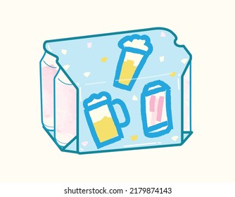 Paper wrapping alcoholic beverage drinks package in flat vector illustration