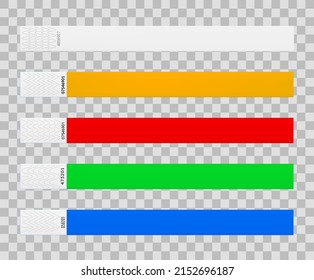 Papierarmband, Armband oder Handband für Event oder VIP Festival, Vektor-Eintrittsband. Eintrittskarte für Feier oder Konzerte oder Armband-Ticket für Hotelausweis oder Personalausweis