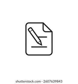 Paper write with pen outline icon with white background