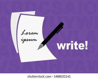 paper for writing homework, finance, message or other with a black pen