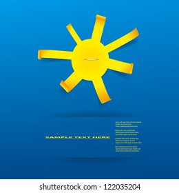 Paper yellow sun on blue background