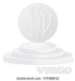 Paper Zodiac sign. Virgo - Astrological and Horoscope symbol on pedestal