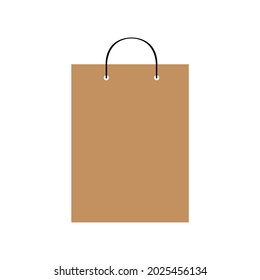 Paperbag With Color Brown And Background White For Shop  Store, Icon Store