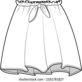 Paperbag Skirt With Knot Front Bow